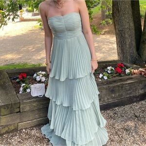 Sage green strapless maxi dress 💚